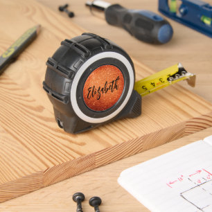 Modern Orange Glitter Name Tape Measure 1