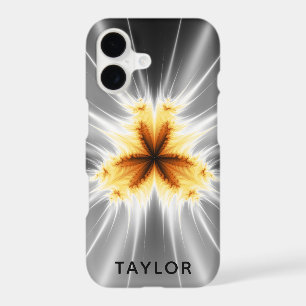 Modern Orange Grey Fractal Symmetry With Name