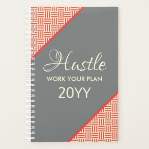 Modern Orange Grey Geometric Hustle 2019 Planner