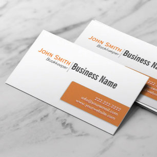 Modern Orange Label Bookkeeper Business Card