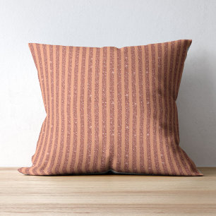 Modern Orange Mango Glitter Style Vertical Stripes Cushion