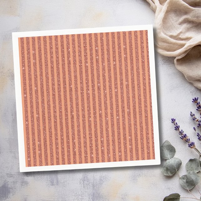 Modern Orange Mango Glitter Style Vertical Stripes Napkin (Creator Uploaded)