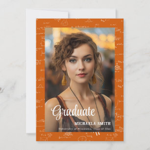 Modern Orange Math Photo College Graduation  Announcement