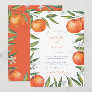 Modern Orange Mediterranean Citrus Wedding Invitation
