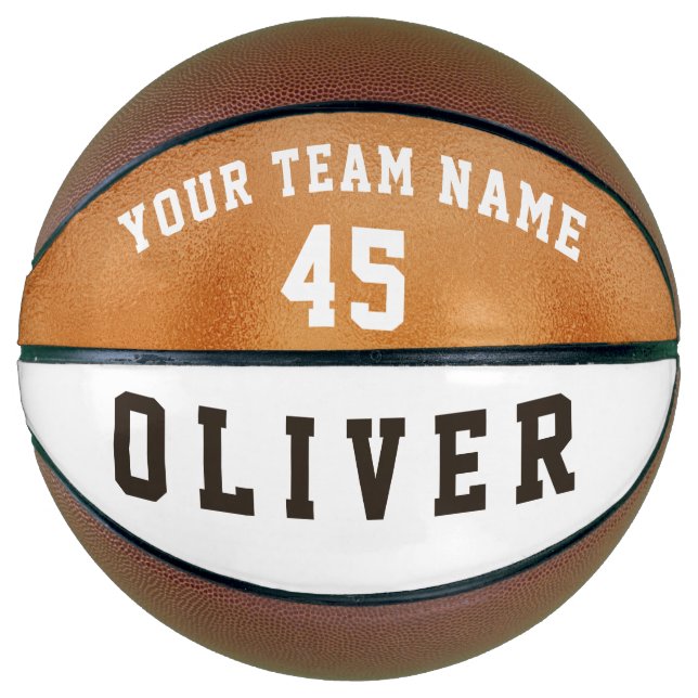 Modern Orange Metallic Team Name Number Basketball (Front)
