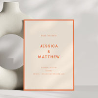 Modern Orange Minimalist Typography Wedding