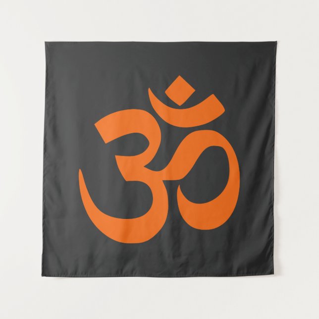 Modern Orange Om Tapestry (Front)