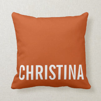 Modern Orange Personalised Name Pillow