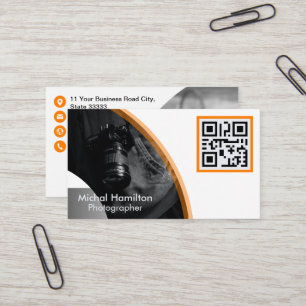 Modern Orange Photographer Business Card