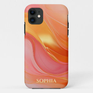 Modern Orange Pink and Gold- Case-Mate iPhone Case