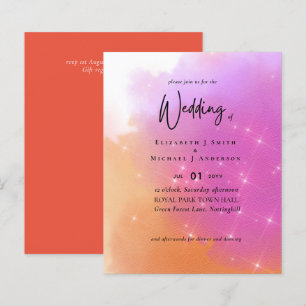 Modern Orange Pink Fade Green Budget Wedding