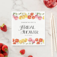 Modern Orange Pink  Tulips Floral Bridal Shower