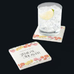 Modern Orange Pink  Tulips Floral Bridal Shower Stone Coaster<br><div class="desc">Add a charming floral touch to your celebration with this Modern Orange Pink Tulips Floral Bridal Shower Square Stone Coaster. Featuring delicate tulip blooms in soft orange and pink hues, paired with elegant modern typography, this stylish coaster brings a fresh and romantic feel to your bridal shower décor. Perfect for...</div>