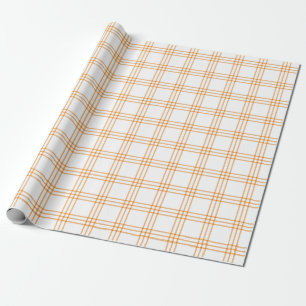 Modern Orange Plaid Large Pattern Wrapping Paper