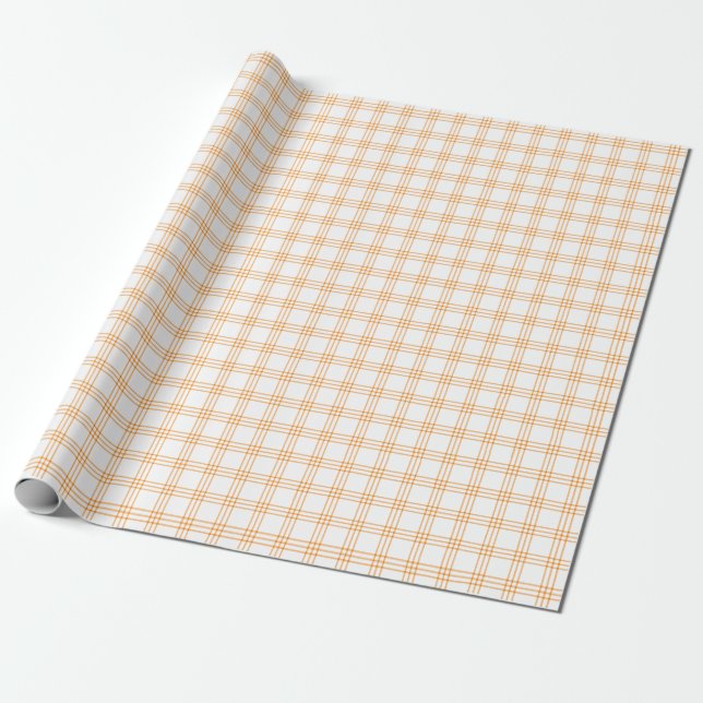 Modern Orange Plaid Wrapping Paper (Unrolled)
