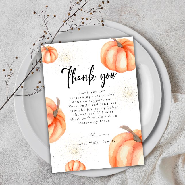 Modern Orange Pumpkin Baby Shower Thank You Cards (Modern Orange Pumpkin Baby Shower Thank You Cards)