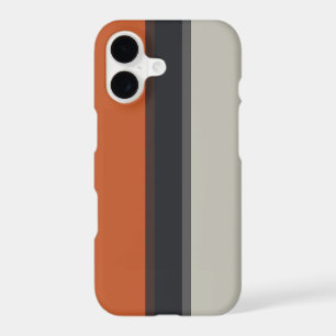 Modern Orange Red Silver Grey Stripe Pattern