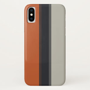 Modern Orange Red Silver Grey Stripe Pattern Case-Mate iPhone Case