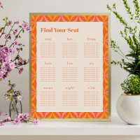 Modern Orange Retro Geometric Custom Seating Chart