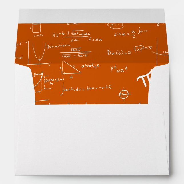 Modern Orange Return Address Math Graduation Envelope (Back (Bottom))