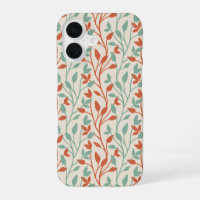 Modern Orange Sage Botanical Vine Design