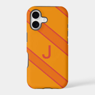 Modern Orange Sports Monogram iPhone Case