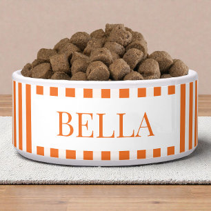 Modern Orange Stripes Pattern Minimal Dog Name Pet