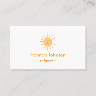 Modern Orange Sun Babysitter  Business Card