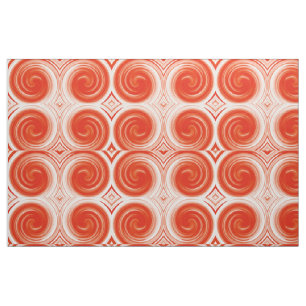 Modern Orange Swirl Abstract Art Fabric