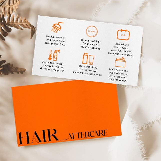 Modern Orange Take Care Your Hair Card (Creator Uploaded)