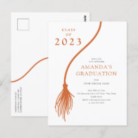 Modern Orange Tassel Graduation Party Postcard