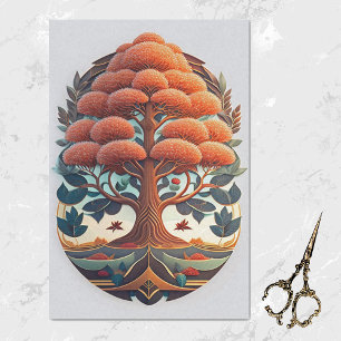 Modern Orange Tree Illustration Tissue Paper