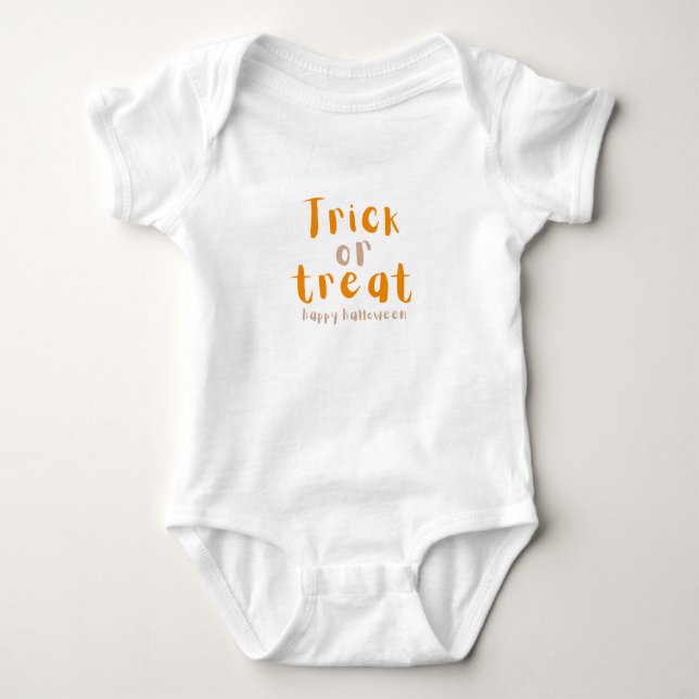 Modern Orange Trick or Treat Halloween Baby Bodysuit (Front)