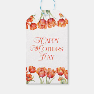 Modern Orange Tulips Floral Happy Mothers Day Gift Tags