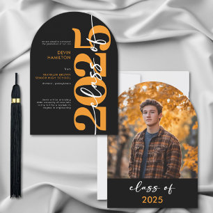 Modern Orange Typography Arch Grad Announcement