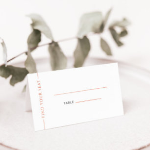 Modern Orange Typography Folded Wedding Place Card