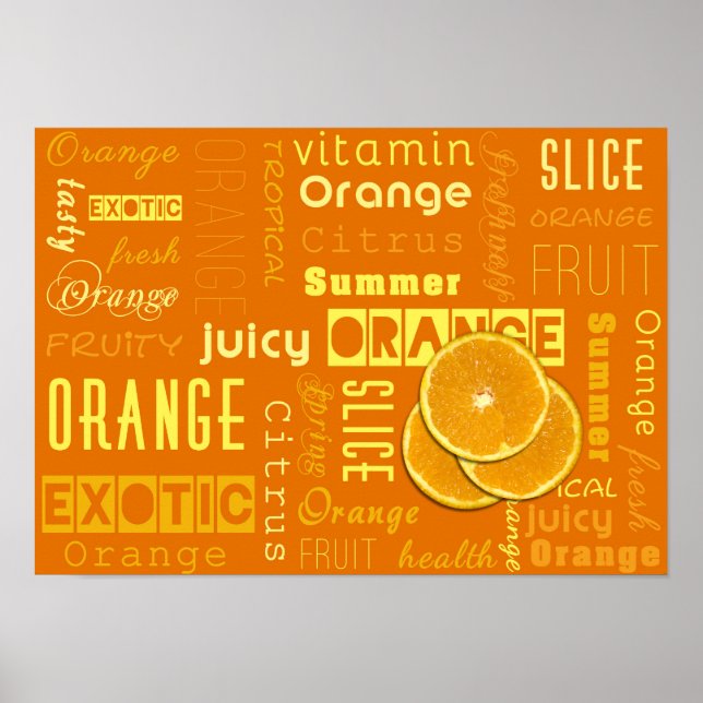 Modern Orange Typography Fruit Slice Poster (Front)