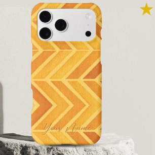 Modern Orange Watercolor Zig Zag Custom Name 