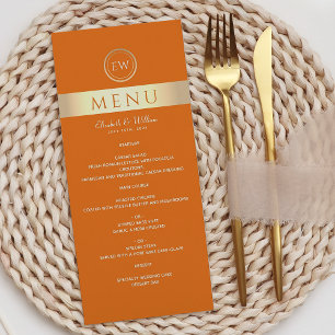 Modern Orange Wedding Menu