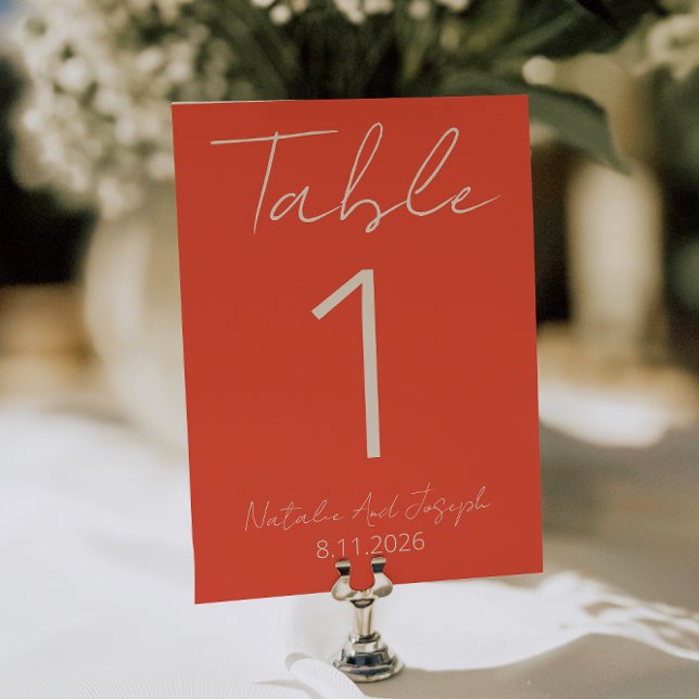 Modern Orange Whimsical Fun Wedding Table Number (Creator Uploaded)