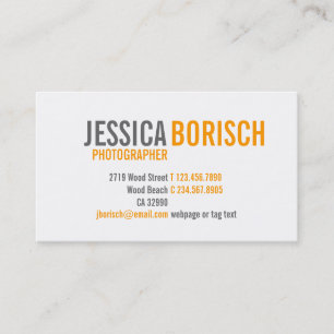 Modern Orange White Grey Business Card