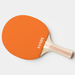 Modern orange &white monogram name ping pong paddle