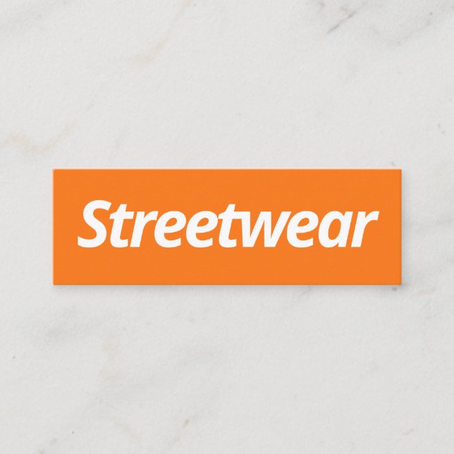 Modern orange white streetwear urban street style mini business card (Front)