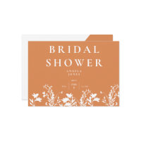 Modern Orange White Wildflower Bridal Shower Invit