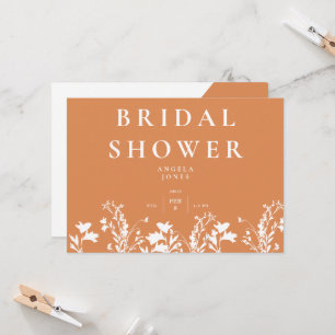 Modern Orange White Wildflower Bridal Shower Invit Invitation
