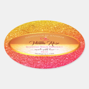 Modern Orange Yellow Ocean Product Labels Glitter