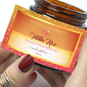 Modern Orange Yellow Ocean Product Labels Glitter