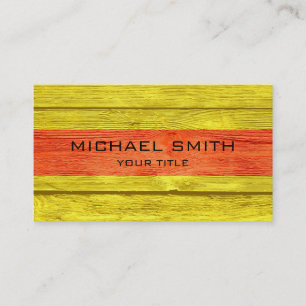 Modern Orange Yellow Stripe Wood Business Card