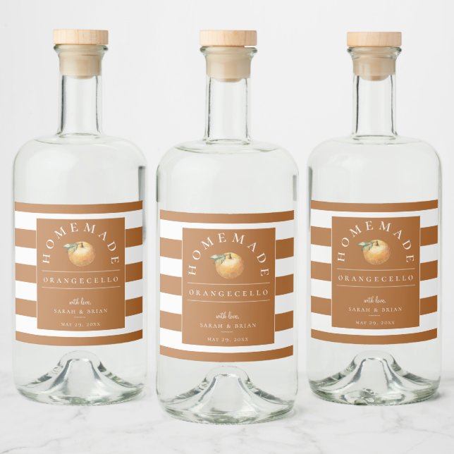 Modern Orangecello Orange Stripe Beverage Label (Bottles)