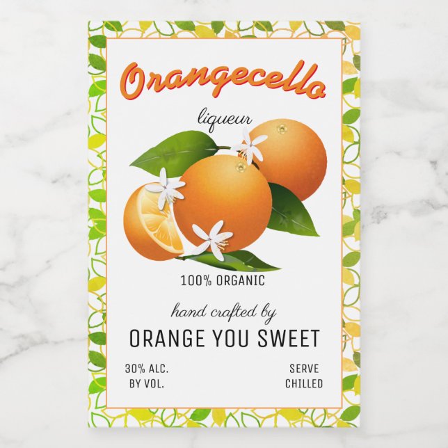 Modern Orangecello Small Bottle Label (Single Label)